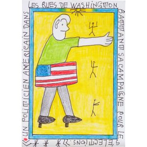 Frédéric Bruly Bouabré, 22: Un Politicien Americain dans les rues de Washington battant sa campagne pour les élections, 16.7.2007