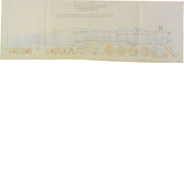 Leoš Wertheimer, Železnice U.S.A, staty Kalifornie + Washinkton, spol. Atchison, Topeka and Santa Fe p.lok třidy 2900; 2D2, opus č: 279, parni lokomotiva CC 50, undatiert